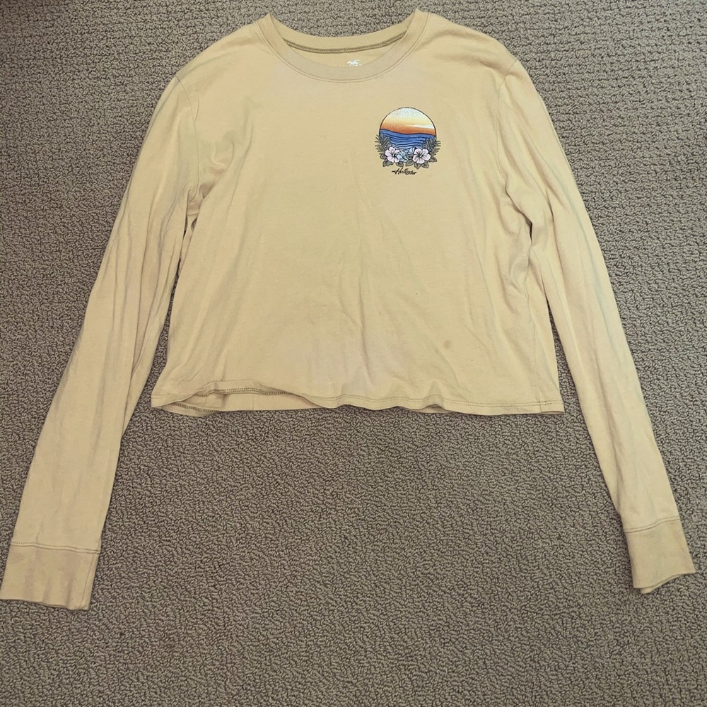 Yellow Hollister Long Sleeve Crop T-Shirt